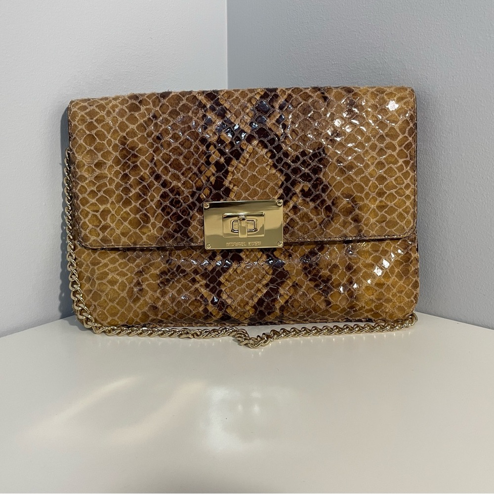 GORGEOUS Michael Kors Sloan Python Leather Clutch